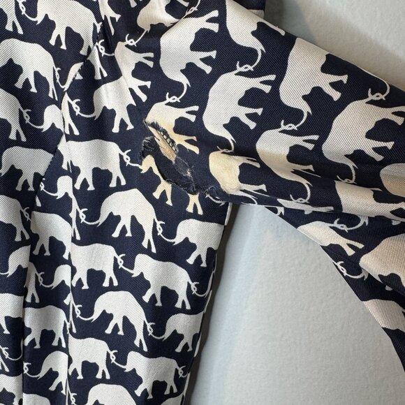 Elizabeth Mckay Elephant Print Silk Long Blue Cardigan Size 6 Lightweight Animal - Picture 11 of 11